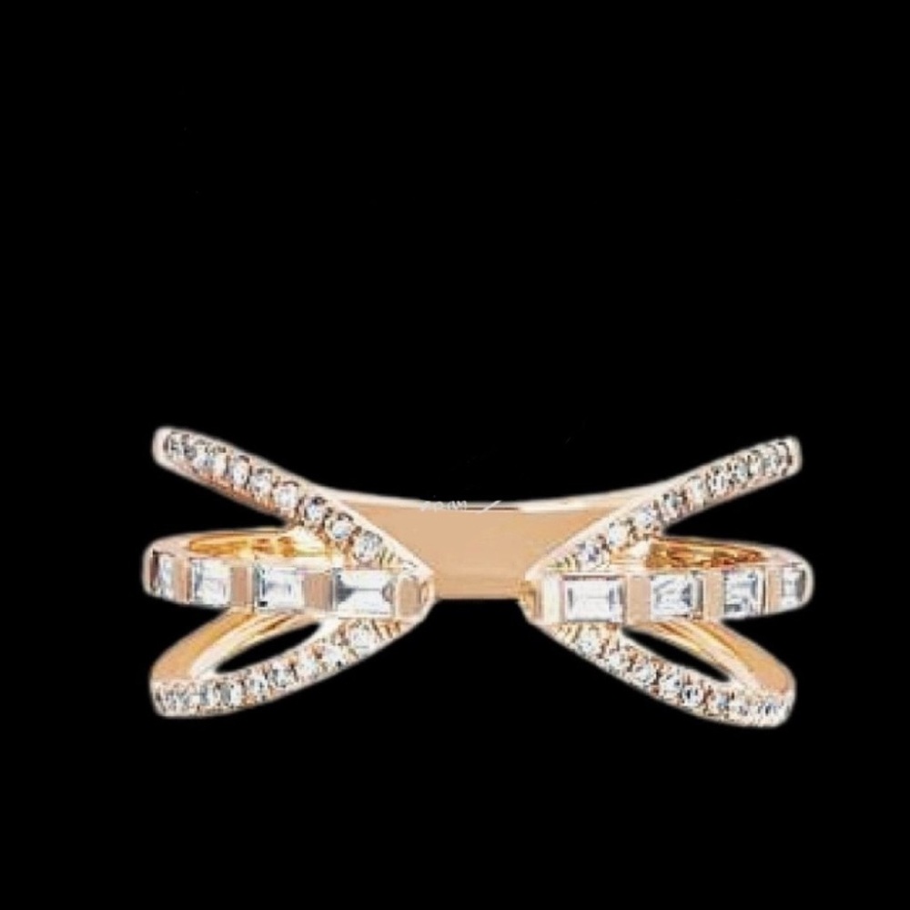 Pave & Baguette Diamond Ring by EF Collection